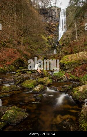 Pistyll Rhaeadr waterfall in winter, Powys, Wales Stock Photo