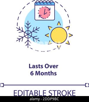 Lasts over 6 months concept icon Stock Vector
