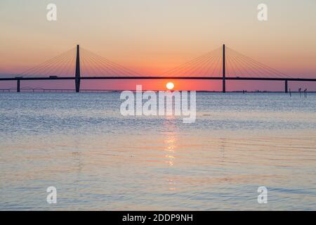geography / travel, Denmark, Zealand, Bogo Isle, Faro Bridges across the Great Stream, Storstrom from , Additional-Rights-Clearance-Info-Not-Available Stock Photo