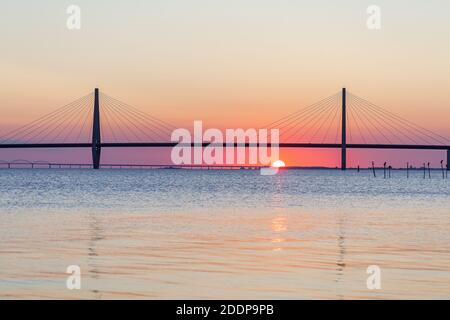 geography / travel, Denmark, Zealand, Bogo Isle, Faro Bridges across the Great Stream, Storstrom from , Additional-Rights-Clearance-Info-Not-Available Stock Photo