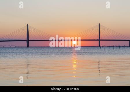 geography / travel, Denmark, Zealand, Bogo Isle, Faro Bridges across the Great Stream, Storstrom from , Additional-Rights-Clearance-Info-Not-Available Stock Photo