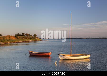 geography/travel, Denmark, Zealand, boats in front of the isle Bogo, Zealand, Denmark, Northern Europe, Additional-Rights-Clearance-Info-Not-Available Stock Photo