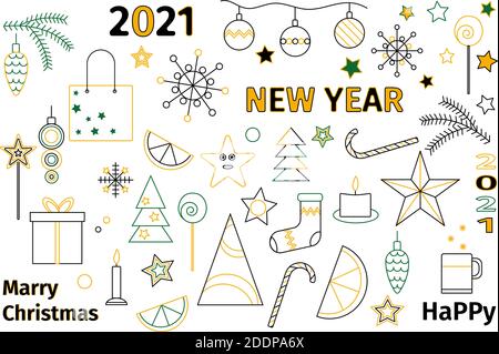 A set of combinable elements for the new year and christmas. Vector Stock Vector