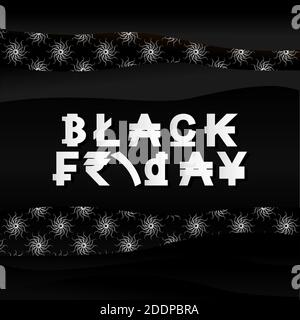 Black banner with silver stars and the text Black Friday. Vector color illustration Stock Vector
