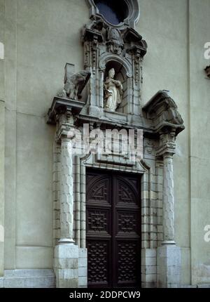 PORTADA BARROCA - 1714. Author: RUIZ FRANCISCO. Location: IGLESIA DEL CARMEN. MADRID. SPAIN. Stock Photo