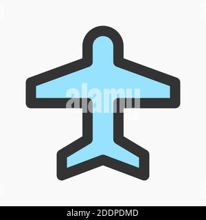 airplane icon vector. flight mode sign for smartphone button interface isolated on white background. Stock Vector