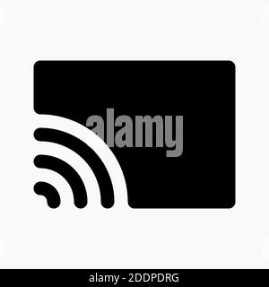 rectangle with wireless signal for wireless screen icon isolated on white background Stock Vector