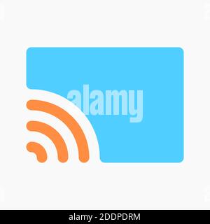rectangle with wireless signal for wireless screen icon isolated on white background Stock Vector
