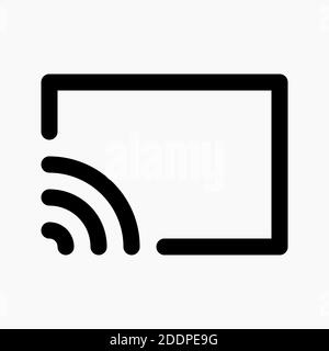 rectangle with wireless signal for wireless screen icon isolated on white background Stock Vector