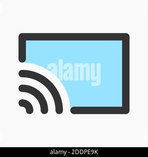 rectangle with wireless signal for wireless screen icon isolated on white background Stock Vector
