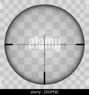 Realistic view of the area of the sniper crossroads with measures. The pattern of the sniper area stands out in a transparent tone. Inspection through Stock Vector