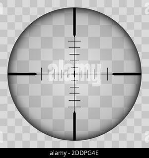 Realistic view of the area of the sniper crossroads with measures. The pattern of the sniper area stands out in a transparent tone. Inspection through Stock Vector
