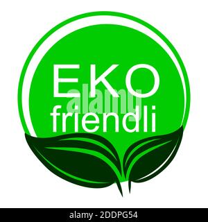 Eco-friendly green leaf. Safe for health. Ecological goods stamp icon. Symbol, logo, template. Flat style. On a white background. Vector illustration Stock Vector