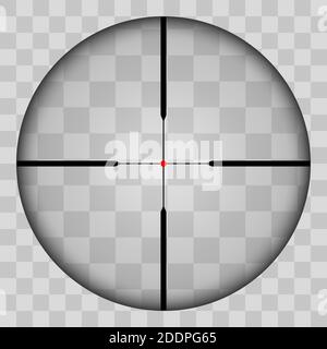 Realistic view of the area of the sniper crossroads with measures. The pattern of the sniper area stands out in a transparent tone. Inspection through Stock Vector
