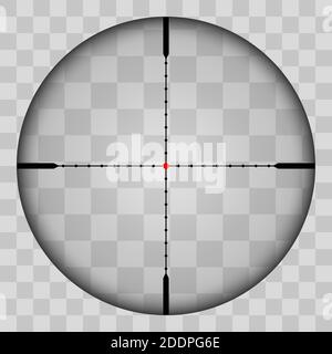 Realistic view of the area of the sniper crossroads with measures. The pattern of the sniper area stands out in a transparent tone. Inspection through Stock Vector