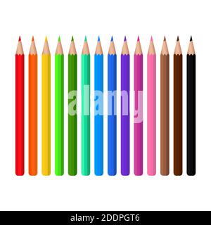 Colored pencils Design template, clipart or layout for graphics. Subjects of children's and school education. Rainbow pencils in a package with a wind Stock Vector