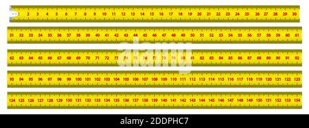 Measuring tape. Measuring the centimeter scale of graphic design. Means of graphic design of measurement of length. Isolated on white background. Vect Stock Vector