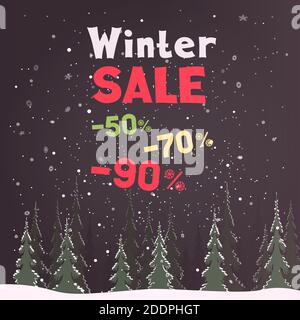 Christmas sale and winter night city Stock Vector