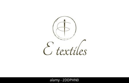 E textile and clothing logo Needle icon or logo - vector sewing symbol or element for design Stock Vector