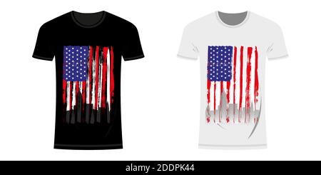 Graphic design t-shirt with flag and city skyline of USA and New York and grunge texture. USA and New York typographic design for t-shirts and clothes Stock Vector