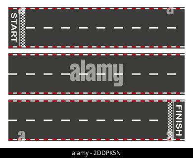 Avoid the asphalt road from start to finish. Background of car or go-kart road race. top view. Abstract graphic element of asphalt road racing concept Stock Vector