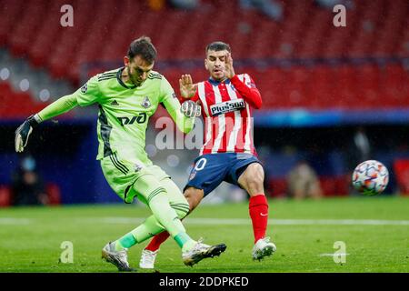 Guilherme Alvim Marinato of Lokomotiv and Angel Correa of Atletico de Madrid in action during the UEFA Champions League, Group  / LM Stock Photo