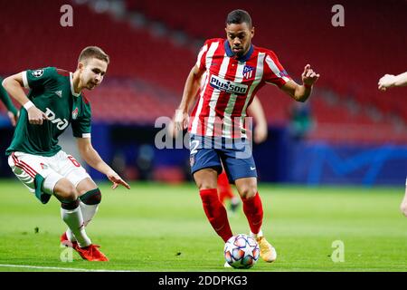 Renan Lodi of Atletico de Madrid and Daniil Kulikov of Lokomotiv during the UEFA Champions League, Group A football match betwe / LM Stock Photo