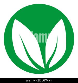 Vegan icon. Natural organic label. Sign of vegetarian eco food. Green leaves icon on transparent background. Healthy bio product logo. Vector illustra Stock Vector