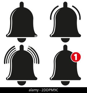 Message bell icon. Vector bells and alerts for counteracting offers of alarm clock and smartphones, material design, social media element, user interf Stock Vector