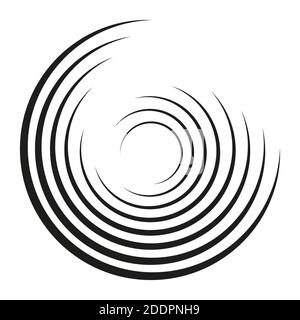 Geometric element of concentric circles. Black color on a white background. Radial, radiant pie chart. Flat style. Vector illustration Stock Vector