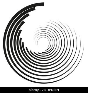 Geometric element of concentric circles. Black color on a white background. Radial, radiant pie chart. Flat style. Vector illustration Stock Vector