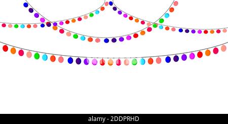 Holiday garland. Garland with colored flags on a white background. Holiday background. Vector illustration Stock Vector