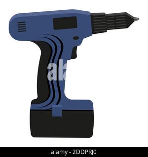 Screwdriver drill, flat style. Isolated on white background. Hand-held power tool. Vector illustration Stock Vector