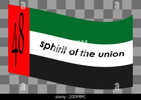 48 UAE National Day Union Spirit United Arab Emirates, Flat Design Logo Celebrating Abu Dhabi Anniversary 48 National Day. Isolated card banner with U Stock Vector