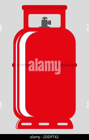Propane gas cylinder. Red gas tank, gas container. The design of the propane gas tank. Vector illustration Stock Vector