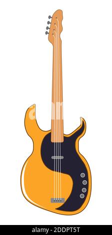 Classic rock electro or bass. Stringed Musical Instrument. Rock, blues or jazz equipment. Isolated on white background. Flat style. Vector illustratio Stock Vector