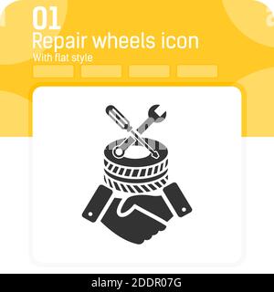 repair wheels icon with high quality black style isolated on white background. Vector illustration repair sign symbol icon concept for workshop, logo Stock Vector