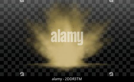 Vector realistic collection of dust and smog or fog explosion on transparent background, smelly fog, pollution of the air, environment. Stock Vector