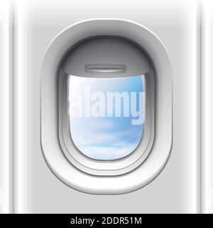 3d realistic vector airplane window. Isolated on white background. Stock Vector