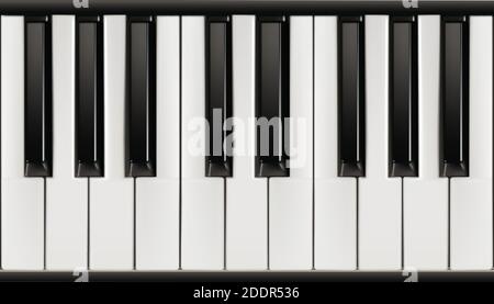 3d realistic vector piano with keyboard black and white. Stock Vector