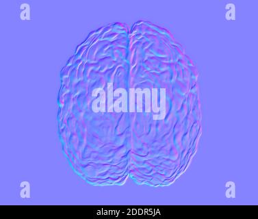 Normal map of human brain model, texture for use in 3D programs, 3d render Stock Photo