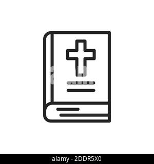 Bible black line icon. Vector illustration. Outline pictogram Stock Vector