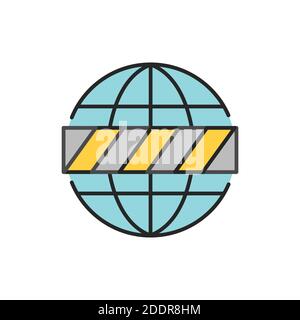 Global quarantine line color icon. Sign for web page, mobile app, button, logo Stock Vector