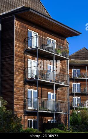 Beautiful timber clad apartments in the United Kingdom. Stock Photo