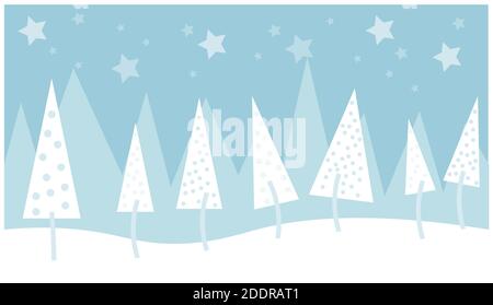 Christmas tree vector illustration on a blue background with stars Stock Vector
