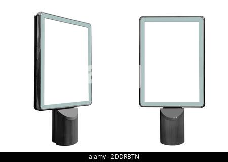 Two position of vertical signboard isolated on white with clipping path. Path for the frame Stock Photo