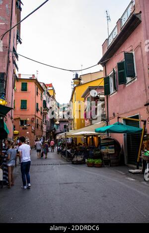 Monterosso al Mare, Italy - July 8, 2017: View of People Walking in Monterosso al Mare Old Town Stock Photo