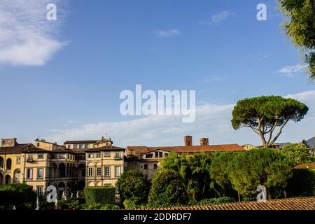 Lucca, Italy - July 9, 2017: View of Pfanner Palace and Garden from the City Walls Stock Photo