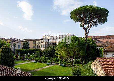 Lucca, Italy - July 9, 2017: View of Pfanner Palace and Garden from the City Walls Stock Photo