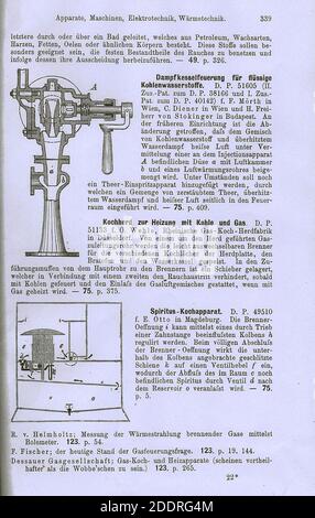 Kochherd zur Heizung mit Kohle und Gas. In, R.Gaertner, Chemisch-technisches repertorium, Band 29, 1891, Seite 339. Stock Photo